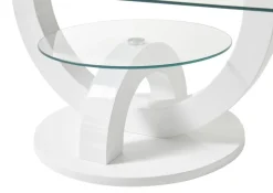 Glascouchtisch Boston weiß Hochglanz lackiert glasklar B/H/T: ca. 110x40x60 cm