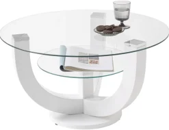 Glascouchtisch Denver weiß Hochglanz lackiert glasklar B/H/T: ca. 80x40x80 cm