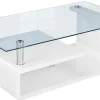 Glascouchtisch Emil glasklar weiß Hochglanz lackiert B/H/T: ca. 110x40x65 cm