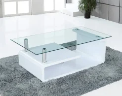 Glascouchtisch Emil glasklar weiß Hochglanz lackiert B/H/T: ca. 110x40x65 cm