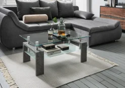 Glascouchtisch Modena glasklar Stein Optik B/H/T: ca. 100x45x60 cm