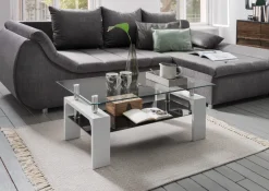 Glascouchtisch Modena glasklar weiß Hochglanz B/H/T: ca. 100x45x60 cm