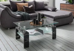 Glascouchtisch Modena Marmor Optik glasklar B/H/T: ca. 100x45x60 cm
