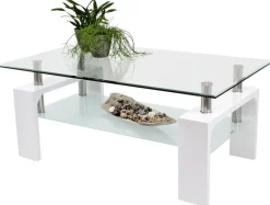 Glascouchtisch Modena weiß Hochglanz glasklar B/H/T: ca. 100x45x60 cm