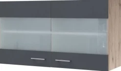 Glashängeschrank Morena grau matt B/H/T: ca. 100x54,8x32 cm