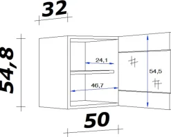 Glashängeschrank Samoa weiß Eiche Nachbildung B/H/T: ca. 50x54,8x32 cm
