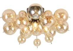 GLOBO Deckenleuchte mattschwarz Glas Metall H/D: ca. 28x55 cm 3 Brennstellen