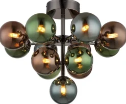 GLOBO Deckenleuchte Multi schwarz Metall Glas H/D: ca. 43x56 cm G9 1 Brennstellen