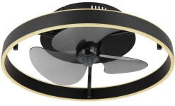 GLOBO Deckenventilator schwarz Opal Rauch H/D: ca. 14,5x50 cm max. 40 W