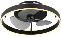 GLOBO Deckenventilator schwarz Opal Rauch H/D: ca. 14,5x50 cm max. 40 W