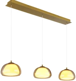 GLOBO Hängeleuchte gold Metall Glas B/H/L: ca. 36x21x101 cm