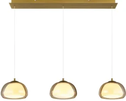 GLOBO Hängeleuchte gold Metall Glas B/H/L: ca. 36x21x101 cm