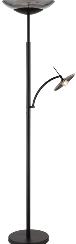 GLOBO LED-Deckenfluter Sophia schwarz Metall Glas H: ca. 180 cm
