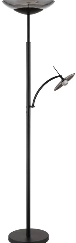GLOBO LED-Deckenfluter Sophia schwarz Metall Glas H: ca. 180 cm