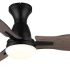 GLOBO LED-Deckenventilator Opal mattschwarz braun Metall Kunststoff H/D: ca. 32,5x107 cm 1 Brennstellen