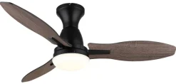 GLOBO LED-Deckenventilator Opal mattschwarz braun Metall Kunststoff H/D: ca. 32,5x107 cm 1 Brennstellen