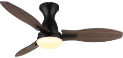 GLOBO LED-Deckenventilator Opal mattschwarz braun Metall Kunststoff H/D: ca. 32,5x107 cm 1 Brennstellen