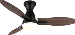 GLOBO LED-Deckenventilator Opal mattschwarz braun Metall Kunststoff H/D: ca. 32,5x107 cm 1 Brennstellen