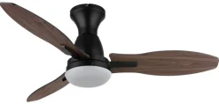 GLOBO LED-Deckenventilator Opal mattschwarz braun Metall Kunststoff H/D: ca. 32,5x107 cm 1 Brennstellen