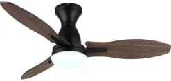 GLOBO LED-Deckenventilator Opal mattschwarz braun Metall Kunststoff H/D: ca. 32,5x107 cm 1 Brennstellen