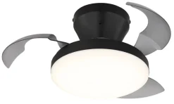 GLOBO LED-Deckenventilator schwarz Rauch transparent H/D: ca. 15,5x38 cm max. 15 W