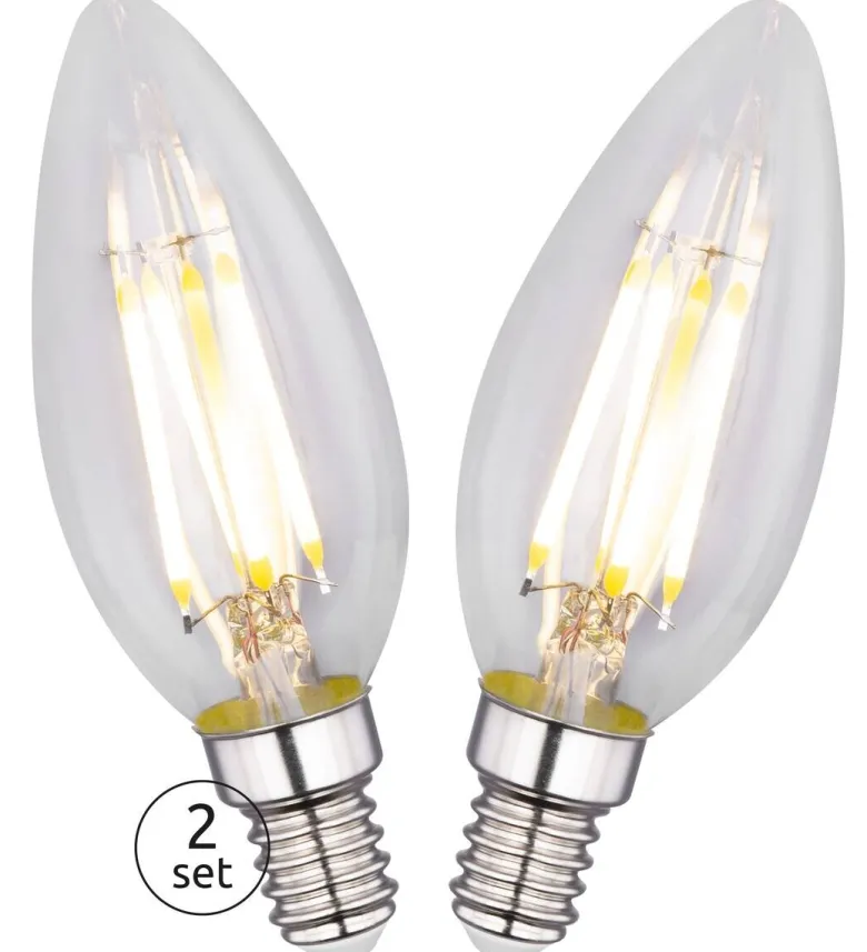 GLOBO LED-Leuchtmittel Kerzenlampe Filamentlampe 10583-2K 2er Pack E14