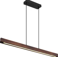 GLOBO LED-Pendelleuchte Tibeon 15536H schwarz natur Metall Kunststoff Holz B/H: ca. 90x120 cm