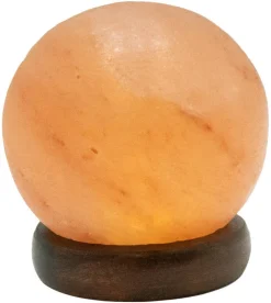 GLOBO LED-Salzkristallleuchte Stone 28307 natur Holz H/D: ca. 10x9 cm