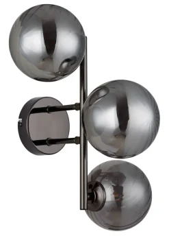 GLOBO LED-Wandleuchte Chrom schwarz Rauch Glas Metall B/H/T: ca. 28x25x36 cm 3 Brennstellen