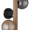 GLOBO LED-Wandleuchte Rauch dunkelbraun amber Metall Holz Glas H/L: ca. 16,5x32 cm 2 Brennstellen