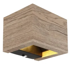 GLOBO LED-Wandleuchte schwarz dunkelbraun MDF Metall B/H: ca. 13,2x9,8 cm