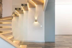 GLOBO LED-Wandleuchte schwarz dunkelbraun MDF Metall B/H: ca. 13,2x9,8 cm