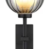 GLOBO LED-Wandleuchte schwarz Rauch Glas Metall B/H: ca. 10x26 cm 1 Brennstellen