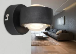 GLOBO LED-Wandleuchte schwarz Metall B/H: ca. 7,5x7 cm