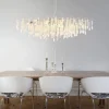 GLOBO Luster klar silber Glas Metall B/H/L: ca. 60x120x150 cm E14 14 Brennstellen