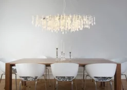 GLOBO Luster klar silber Glas Metall B/H/L: ca. 60x120x150 cm E14 14 Brennstellen