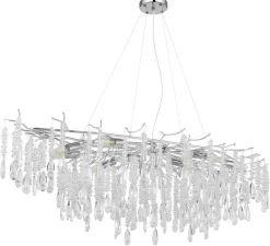 GLOBO Luster klar silber Glas Metall B/H/L: ca. 60x120x150 cm E14 14 Brennstellen