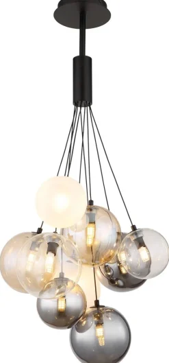 GLOBO Pendelleuchte BALLGI 56144-9H multicolor schwarz Metall H/D: ca. 90x45 cm G9 9 Brennstellen