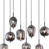 GLOBO Pendelleuchte Blacky schwarz Metall Rauchglas B/H/L: ca. 34x120x94 cm E14 8 Brennstellen