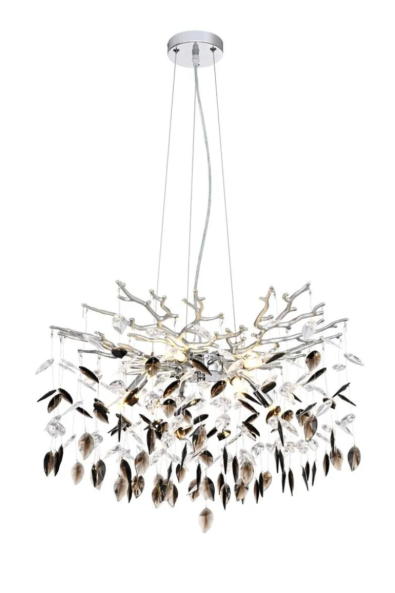 GLOBO Pendelleuchte Danna Chrom Metall Kunststoff Acryl H/D: ca. 120x60 cm G9 8 Brennstellen