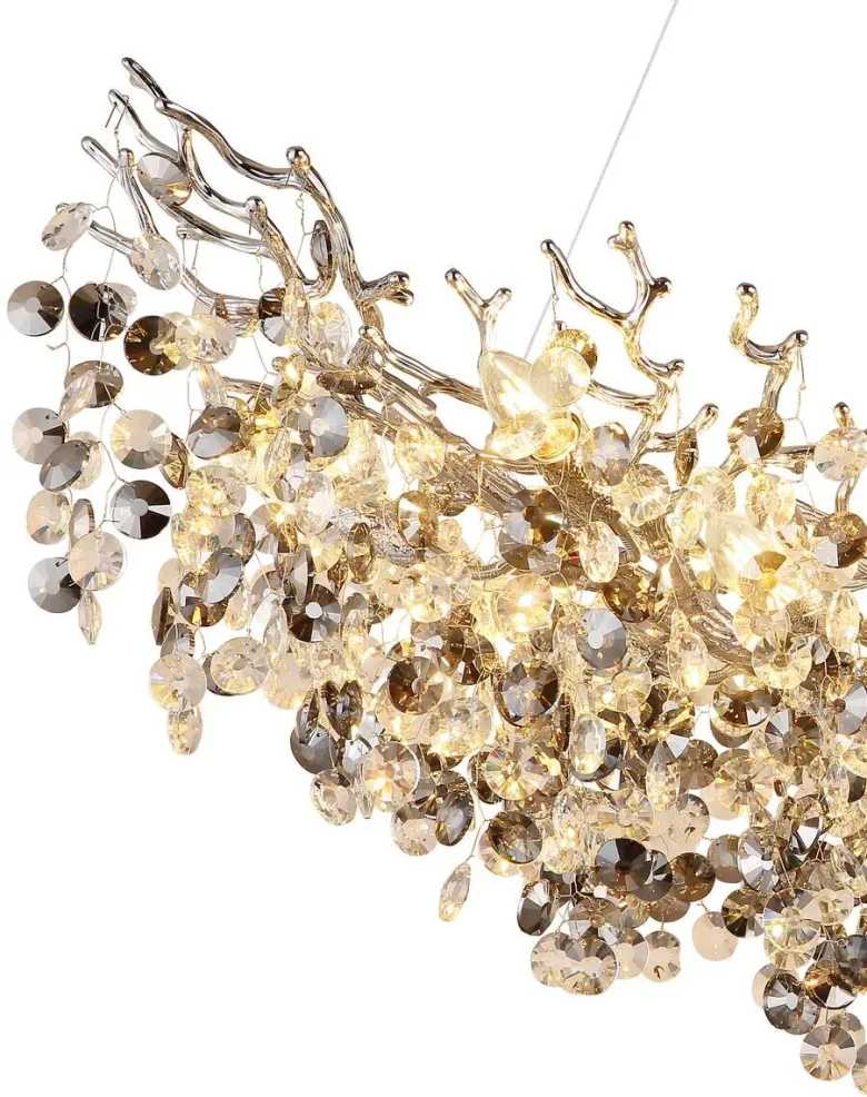 GLOBO Pendelleuchte Eleonore Chrom Metall Acryl B/L: ca. 160x100 cm E14 10 Brennstellen