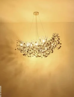 GLOBO Pendelleuchte Eleonore Chrom Metall Acryl B/L: ca. 160x100 cm E14 10 Brennstellen