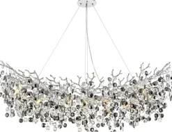 GLOBO Pendelleuchte Eleonore Chrom Metall Acryl B/L: ca. 160x100 cm E14 10 Brennstellen