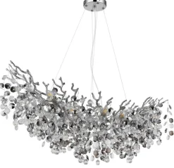 GLOBO Pendelleuchte Eleonore Chrom Metall Acryl B/L: ca. 160x100 cm E14 10 Brennstellen