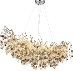 GLOBO Pendelleuchte Eleonore Chrom Metall Acryl B/L: ca. 160x100 cm E14 10 Brennstellen