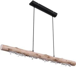 GLOBO Pendelleuchte FELICITAS 15354-15 natur schwarz Holz Metall B/H/T: ca. 100x150x8 cm