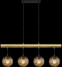 GLOBO Pendelleuchte Fitz Rauch Metall Kunststoff B/H/L: ca. 90x15x120 cm E27 4 Brennstellen