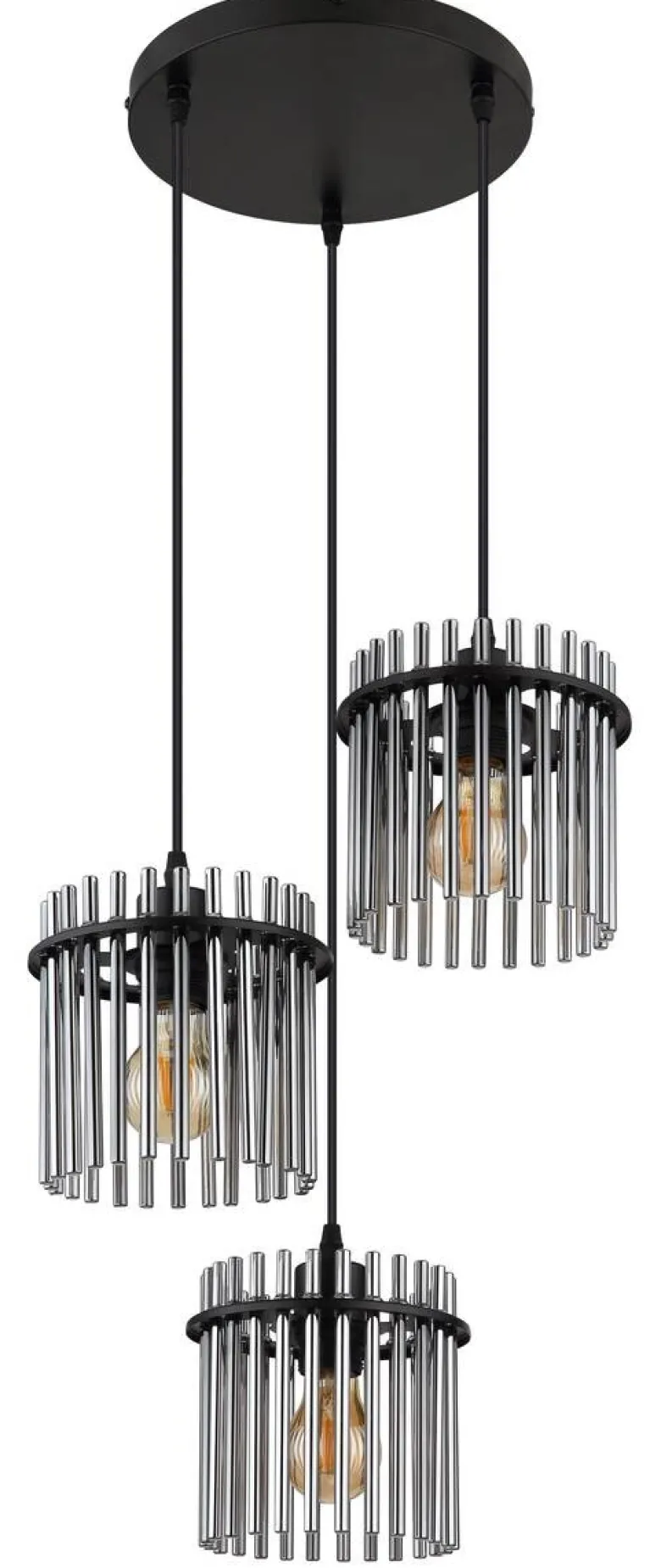 GLOBO Pendelleuchte Garley schwarz Metall B/H/L: ca. 25x120x25 cm E27 3 Brennstellen