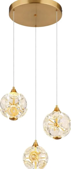 GLOBO Pendelleuchte gold klar Metall H/D: ca. 150x42 cm 1 Brennstellen