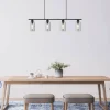 GLOBO Pendelleuchte Hadera schwarz Rauch Metall Glas B/H/L: ca. 10x120x98 cm E27 4 Brennstellen